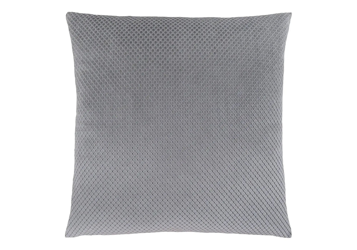 Square gray decorative throw pillow with textured diamond quilt pattern on Tampa Home & Garden Store