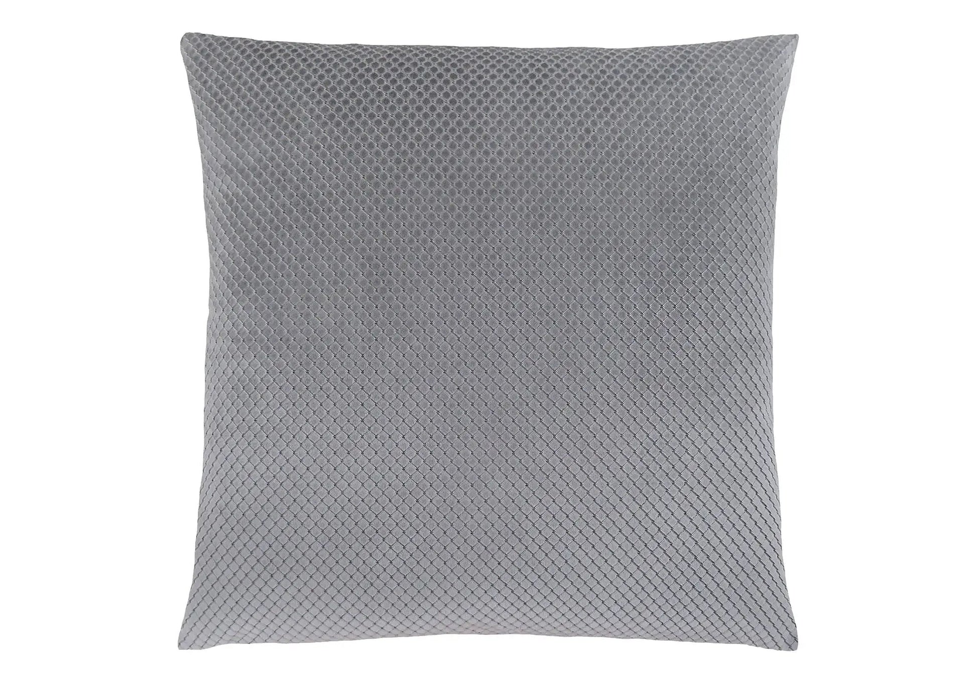 Square gray decorative throw pillow with textured diamond quilt pattern on Tampa Home & Garden Store