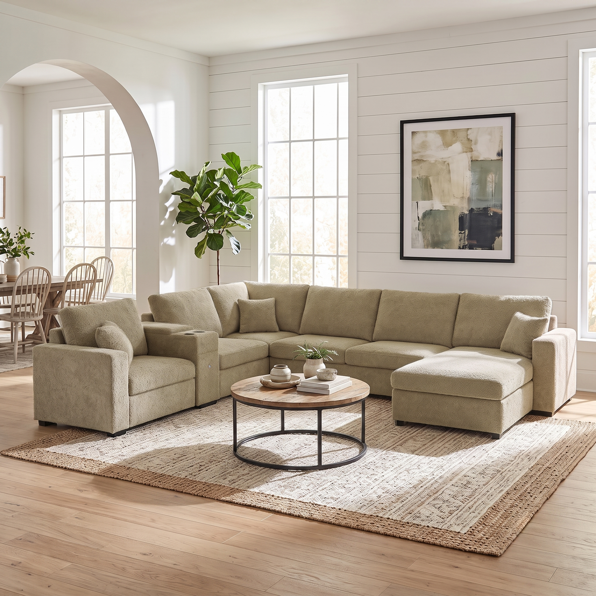 Modern 5 Seat Modular Chenille Sofa and a Couch
