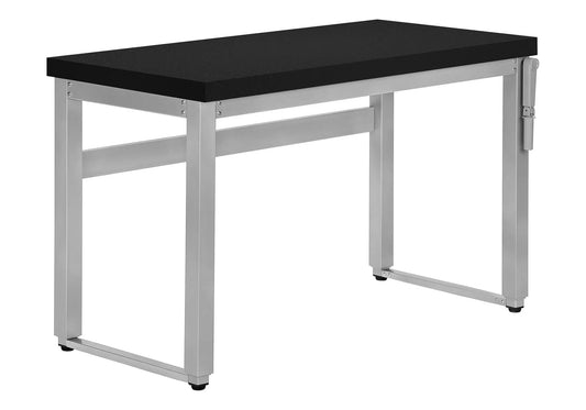 Standing adjustable computer desk with black top and silver frame by Unique Piece Furniture on Tampa Home & Garden Store