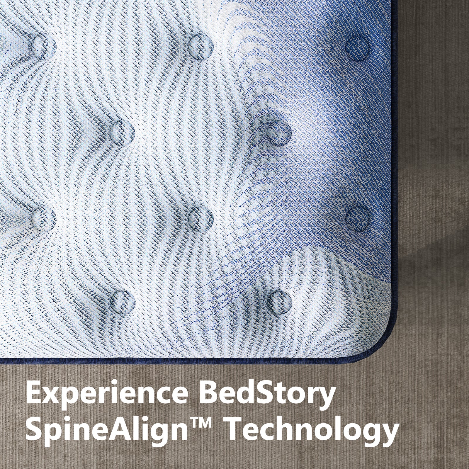 Bedstory Spine Align 12in full firm cooling hybrid mattress blue quilted fabric tufted on Tampa Home & Garden Store