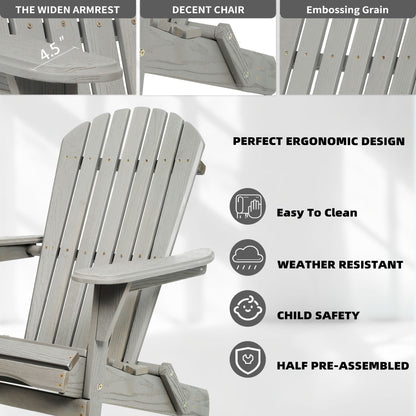 Set of Two Wooden Folding Adirondack Chairs
