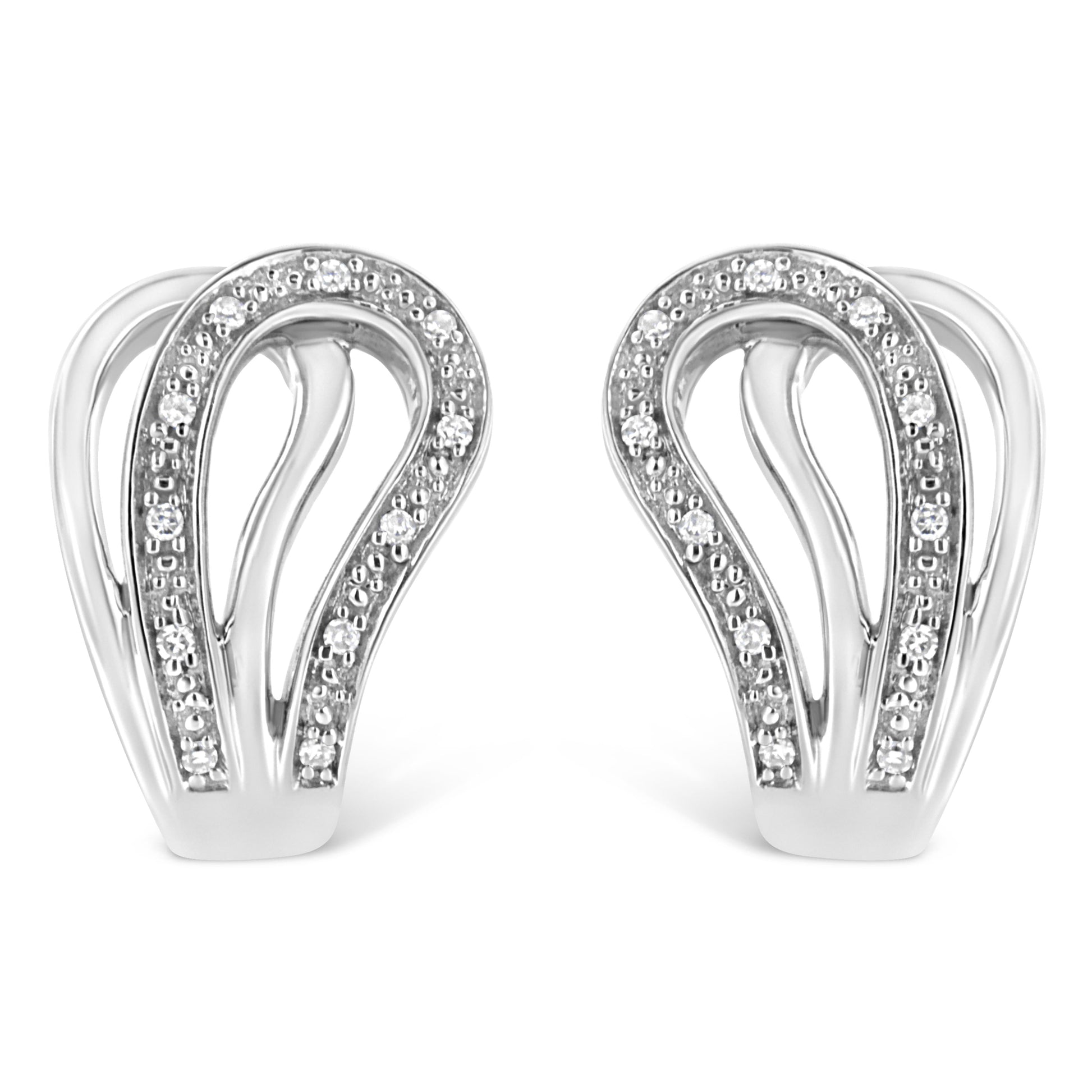 Pair of .925 sterling silver horseshoe hoop earrings with pave-set diamonds by Bids.com on Tampa Home & Garden Store