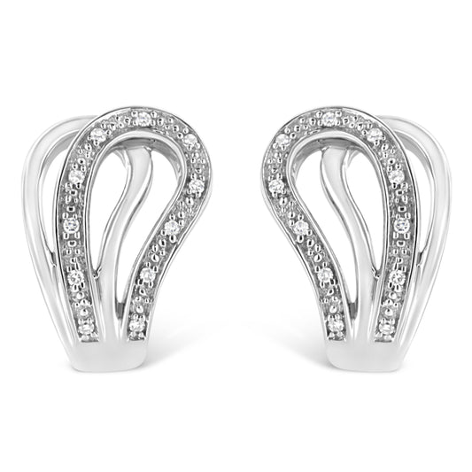 Pair of .925 sterling silver horseshoe hoop earrings with pave-set diamonds by Bids.com on Tampa Home & Garden Store
