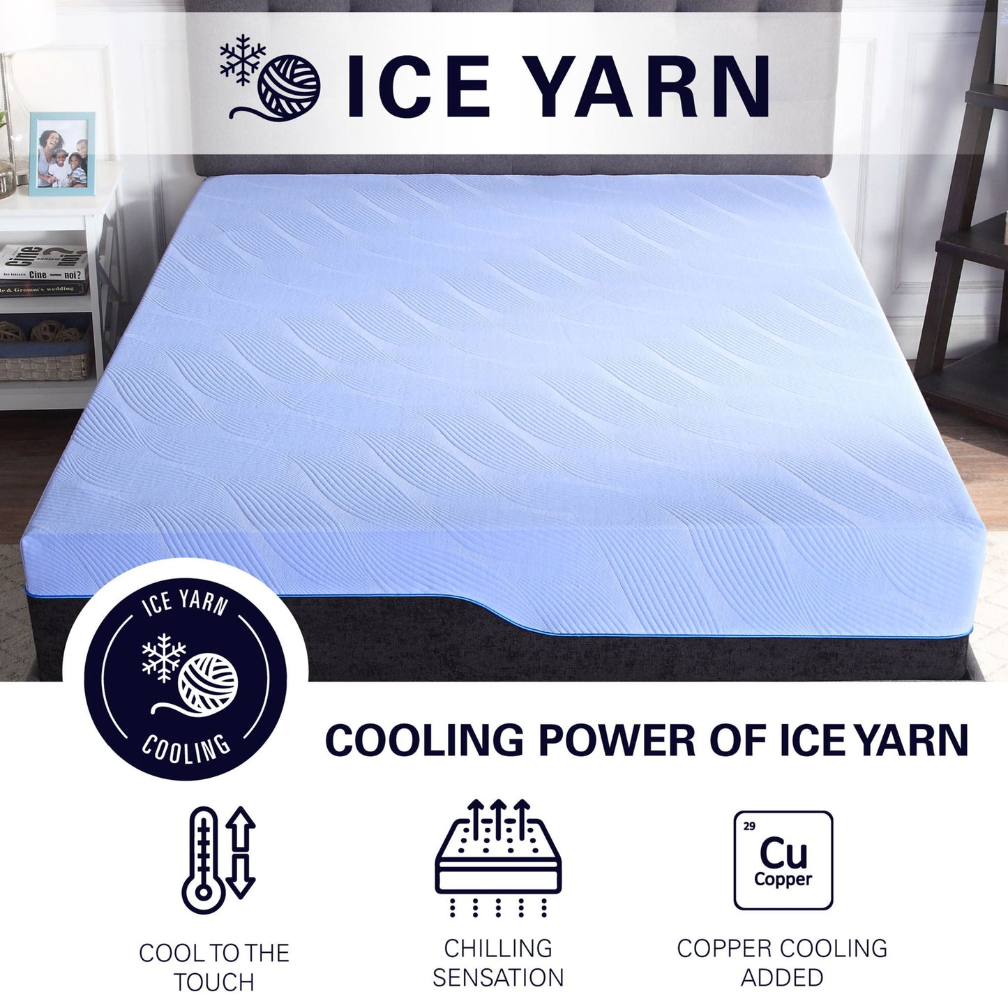 12-inch Refresh Hybrid Cooling GelCare memory foam and coil mattress blue cover HouseOfZazla on Tampa Home & Garden Store