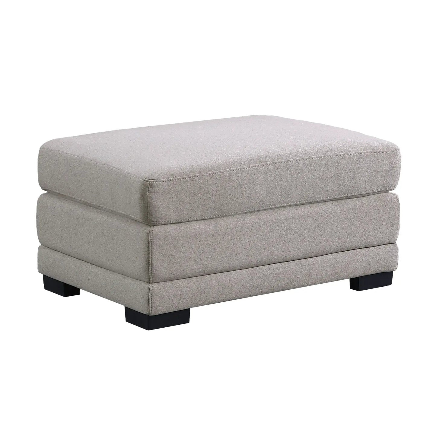 Kristin fabric reversible sectional sofa ottoman beige textured fabric with black block legs on Tampa Home & Garden Store