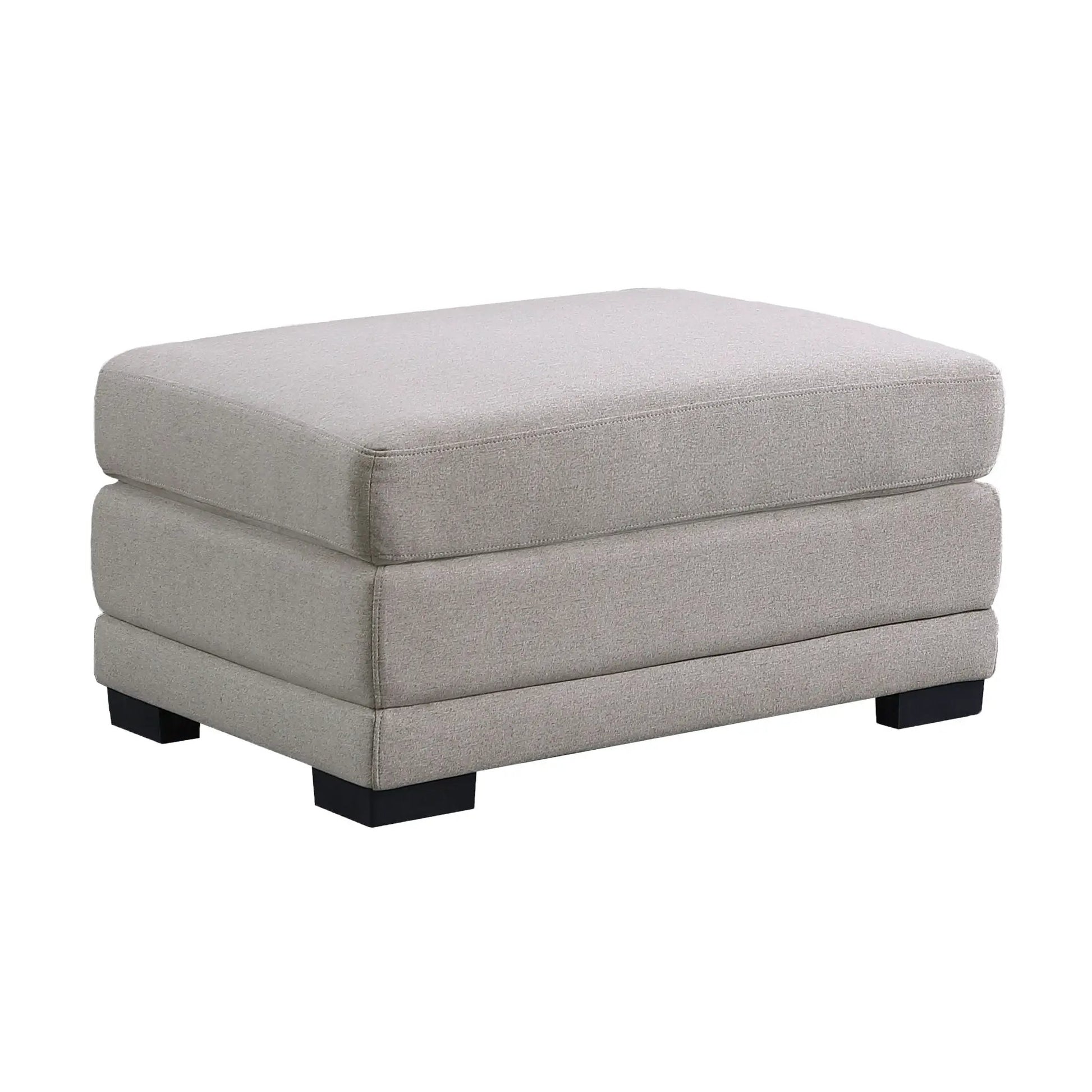 Kristin fabric reversible sectional sofa ottoman beige textured fabric with black block legs on Tampa Home & Garden Store