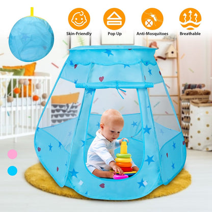 GemGear Kids Pop Up Play Tent Prince Princess blue castle with star print on Tampa Home & Garden Store