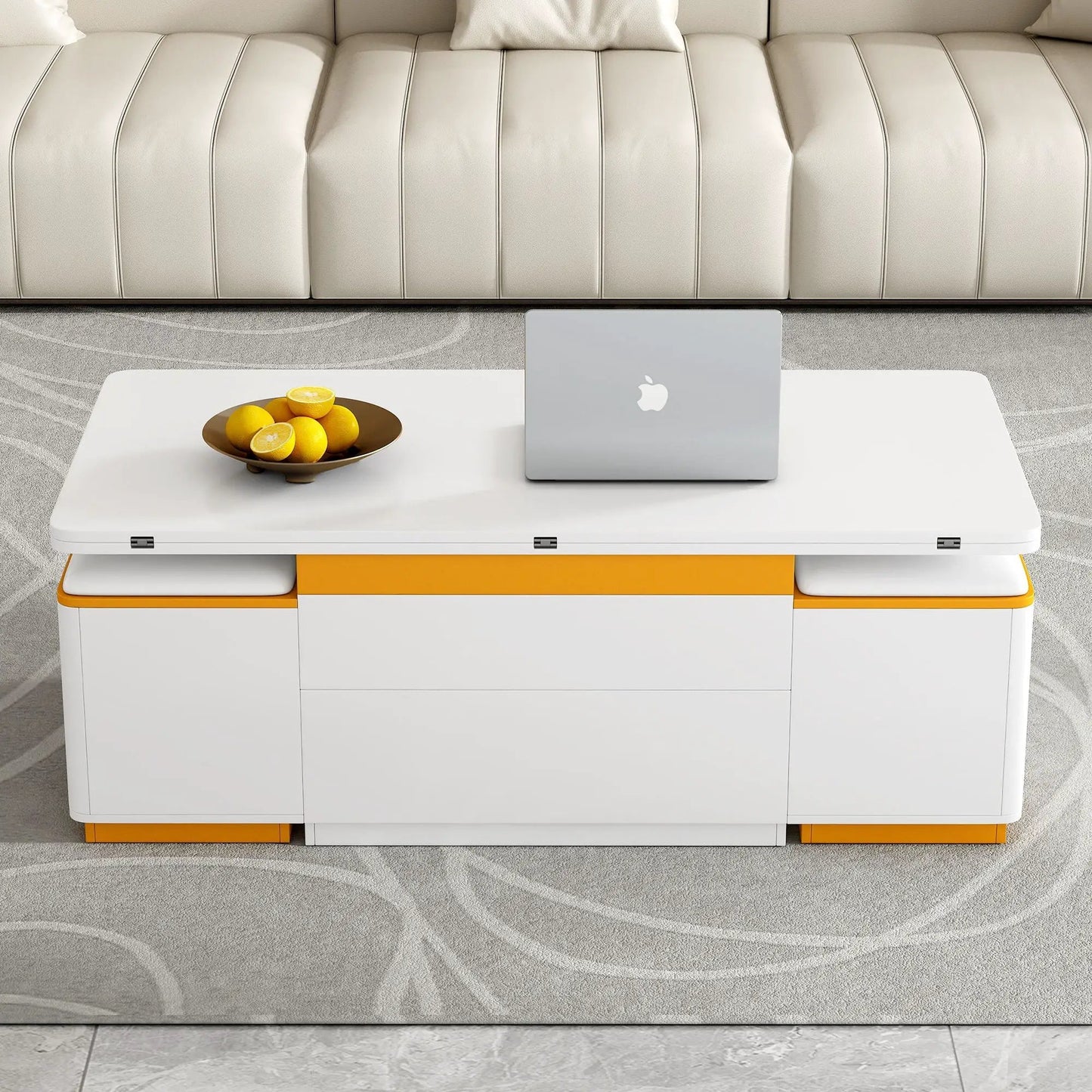 Lift Top Coffee Table with Storage Stools