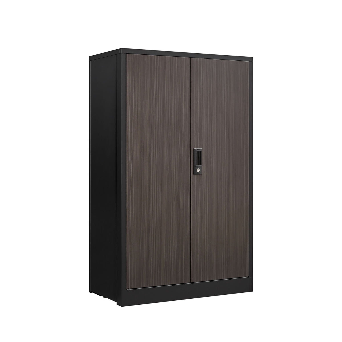 HouseOfZazla metal storage cabinet with locking doors and adjustable shelf, wood-grain panels on Tampa Home & Garden Store