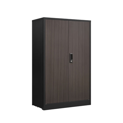 HouseOfZazla metal storage cabinet with locking doors and adjustable shelf, wood-grain panels on Tampa Home & Garden Store