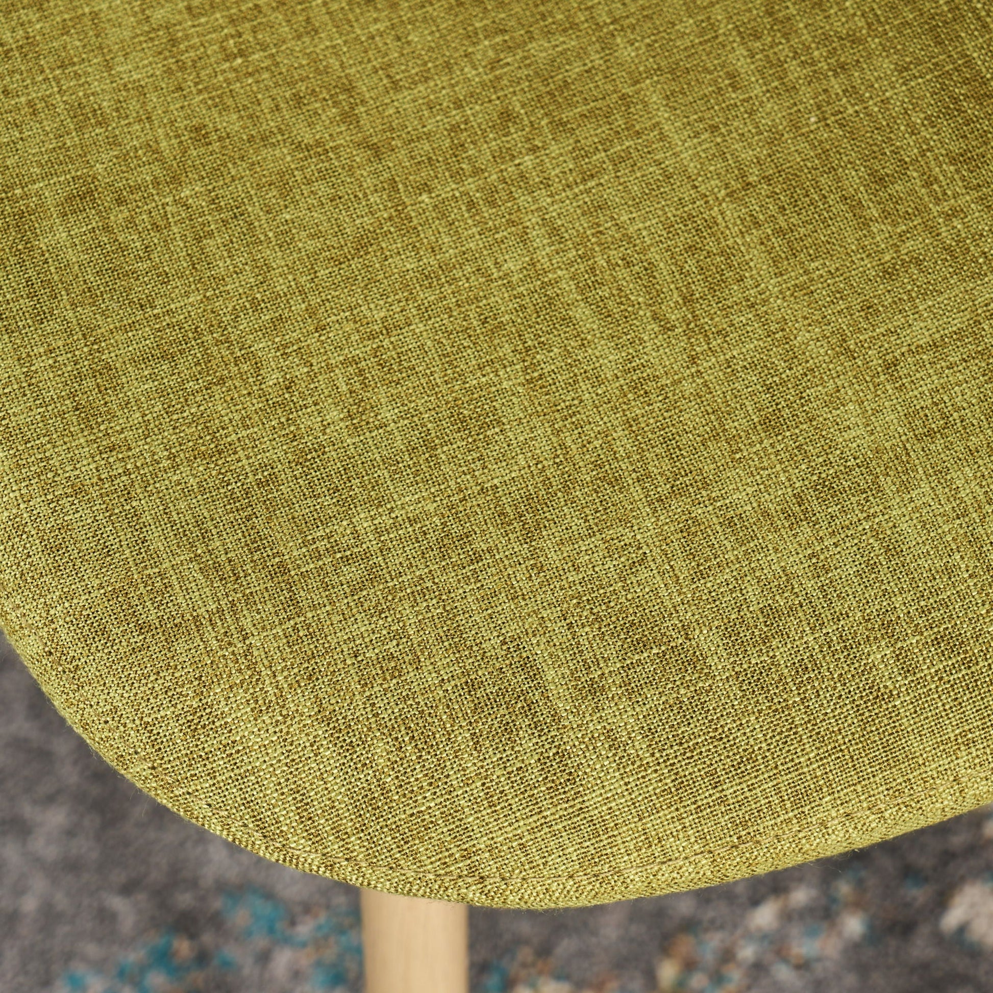 Modern minimalist fabric dining chair seat in mustard weave with a light wood leg on Tampa Home & Garden Store