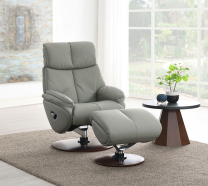 Kandoro top grain leather reclining chair & ottoman, gray, swivel 2-piece set on Tampa Home & Garden Store