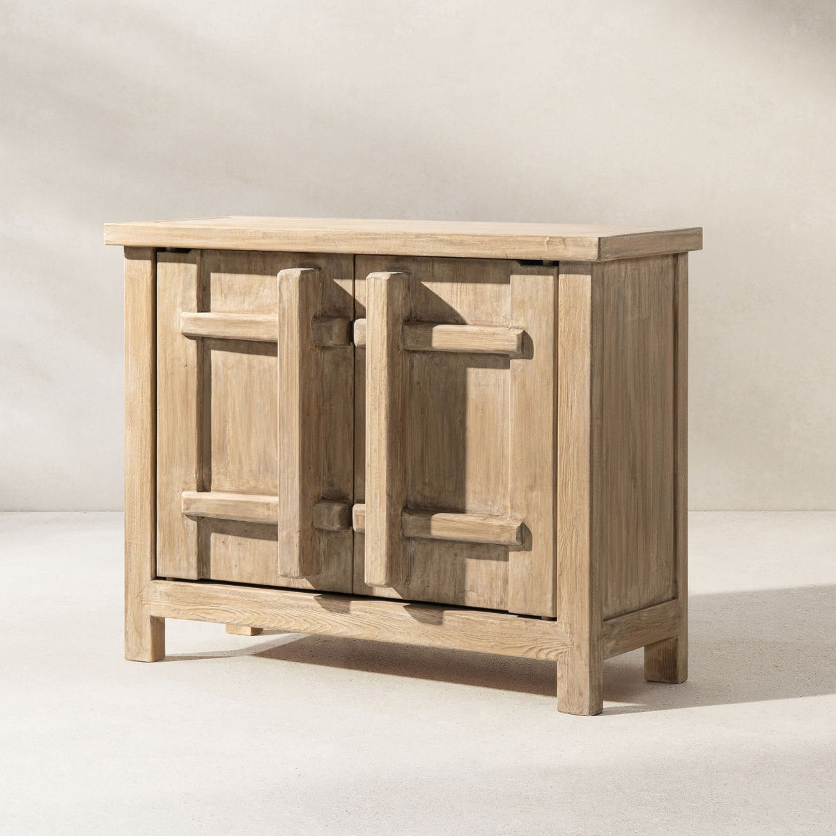 Natural Reclaimed Wood Rowan 2-Door Accent Cabinet with Storage, rustic finish on Tampa Home & Garden Store