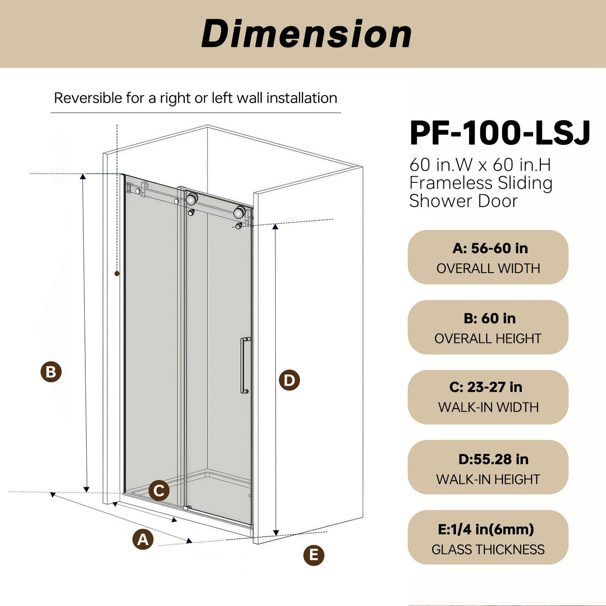 Frameless single sliding shower door with gold hardware and square tube track HouseOfZazla on Tampa Home & Garden Store