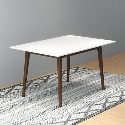 Levi modern rectangular dining table by HouseOfZazla with white top and dark wood legs on Tampa Home & Garden Store