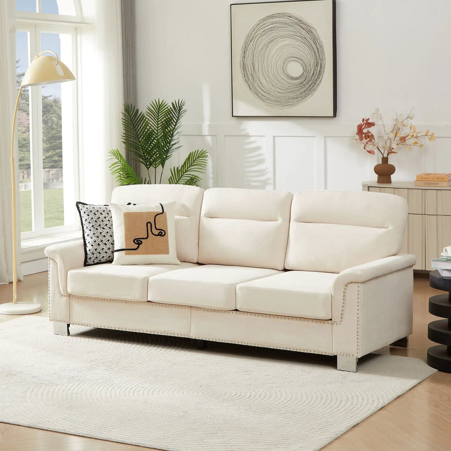 Three Seater Elegant Stationary Sofa for Living