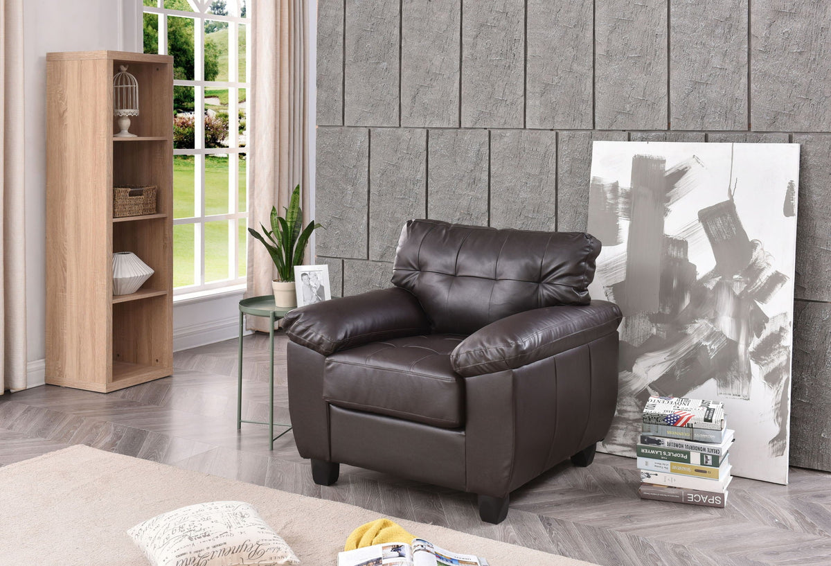 Dark brown leather accent chair with removable back and pocketed coil cushion HouseOfZazla on Tampa Home & Garden Store