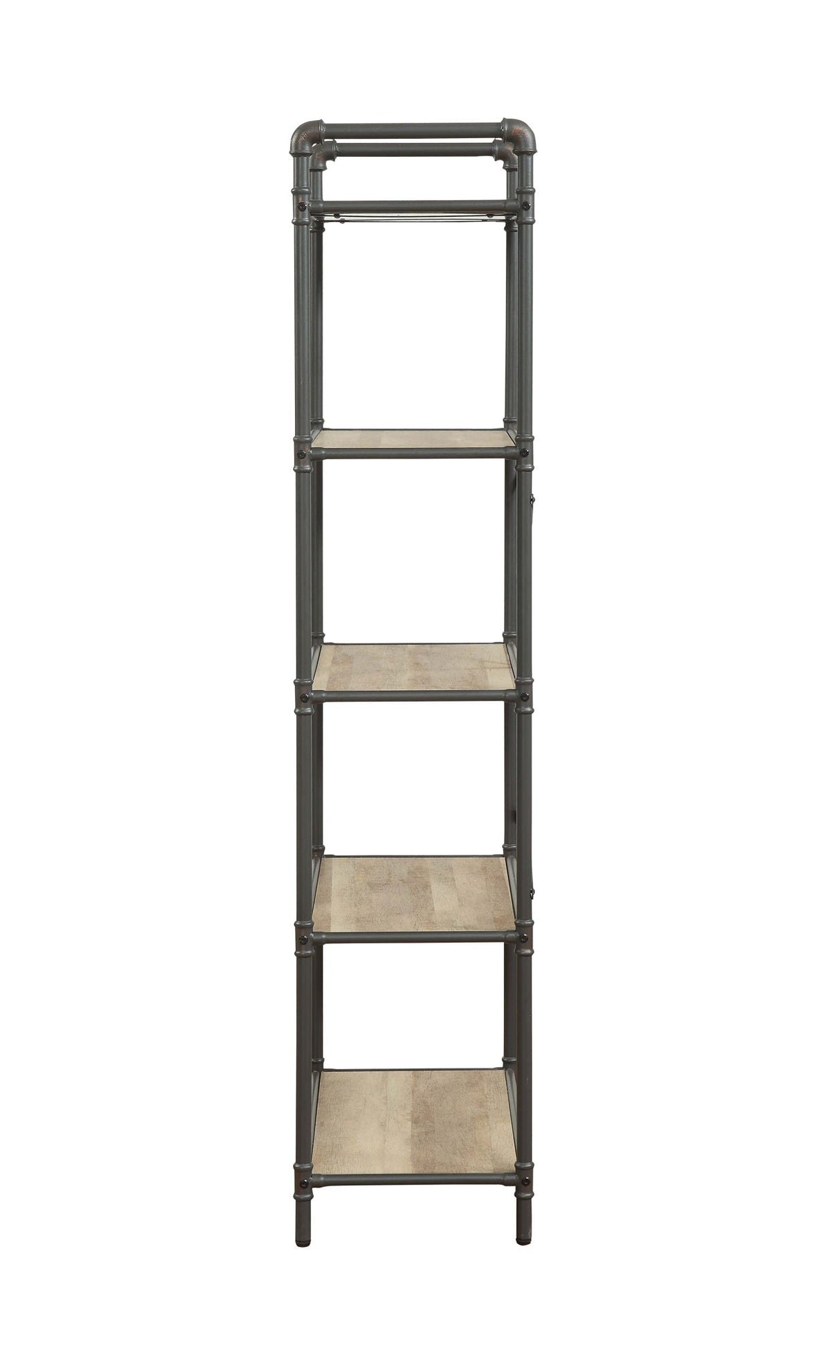 Light Brown Bookshelf with Metal Pipe Frame, 5-shelf etagere, 26W x 14D x 49H HouseOfZazla on Tampa Home & Garden Store