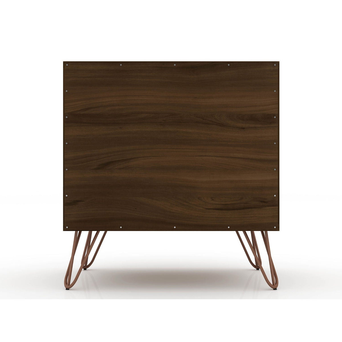 Rockefeller nightstand with 1 drawer, dark wood veneer and splayed metal legs on Tampa Home & Garden Store