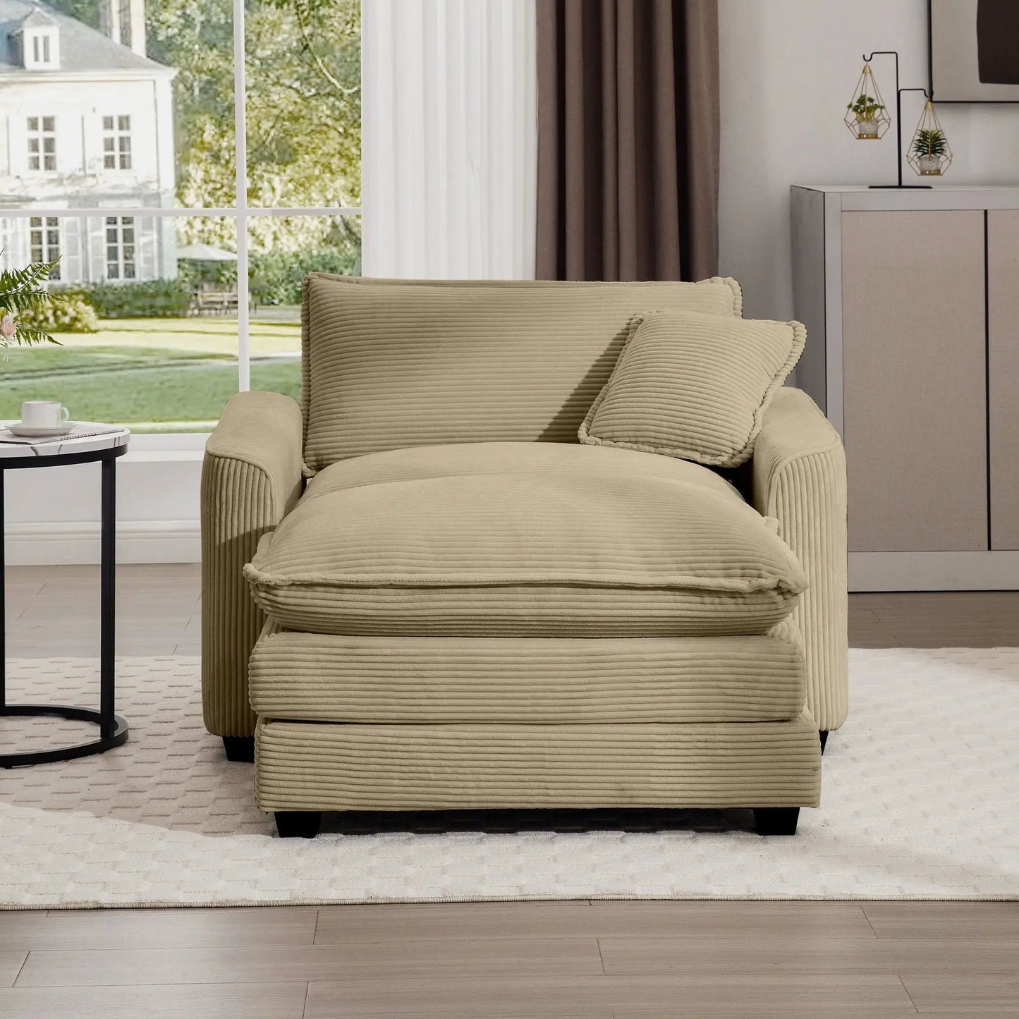 Classic Modern Comfortable Chair With Footstool