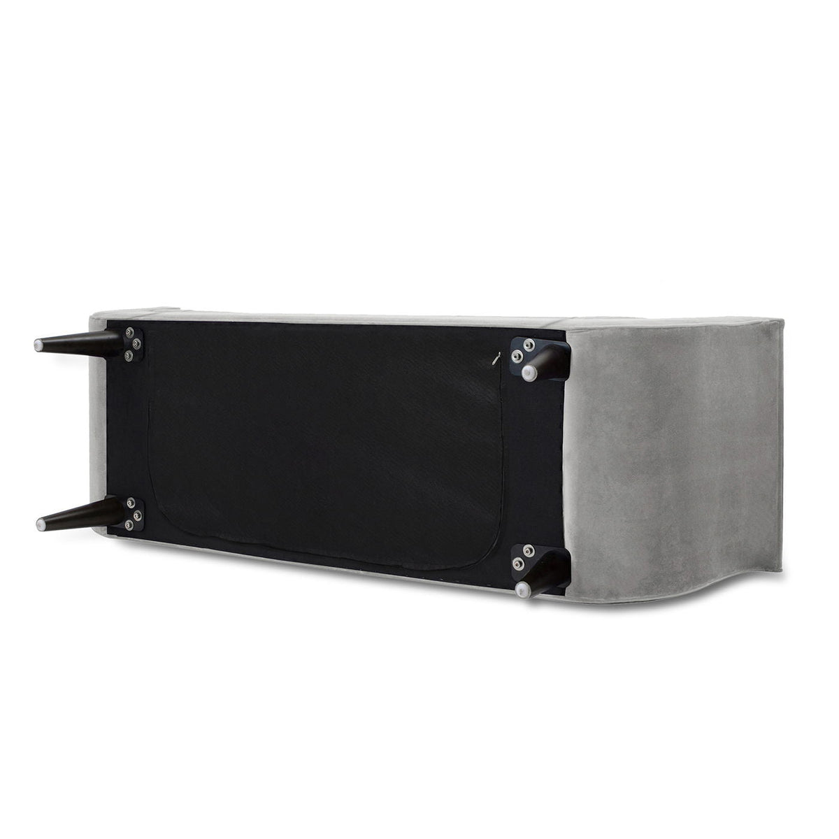 Tufted Flared Arm Entryway Bench by HouseOfZazla in upholstery with black base and tapered legs on Tampa Home & Garden Store