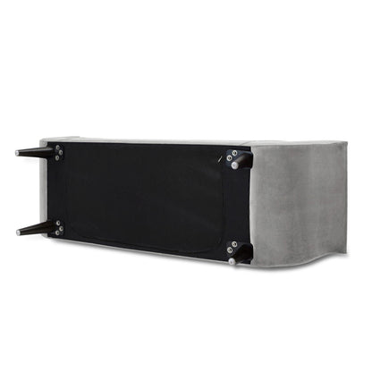 Tufted Flared Arm Entryway Bench by HouseOfZazla in upholstery with black base and tapered legs on Tampa Home & Garden Store