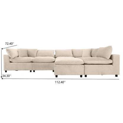 Hayward ivory modular sectional sofa by HouseOfZazla with plush cushions on Tampa Home & Garden Store