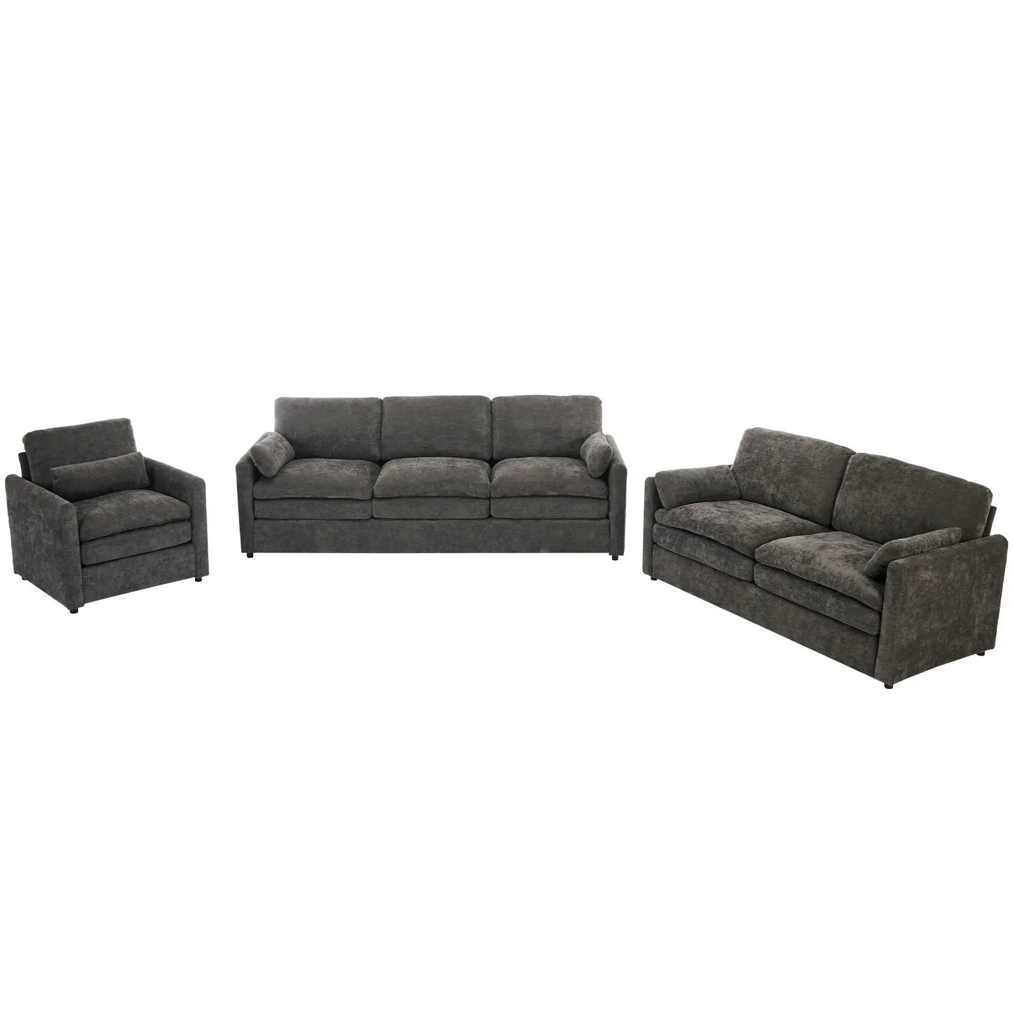 Cozy 3-piece sofa set in gray fabric: sofa with two chairs by Unique Piece Furniture on Tampa Home & Garden Store