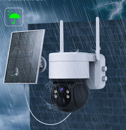 Motion detection surveillance camera with solar panel, weatherproof outdoor security on Tampa Home & Garden Store