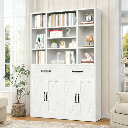 Industrial Tall Bookcase with Adjustable Shelves