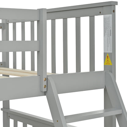 Bunk bed with ladder and safety guard rails in light gray by HouseOfZazla on Tampa Home & Garden Store