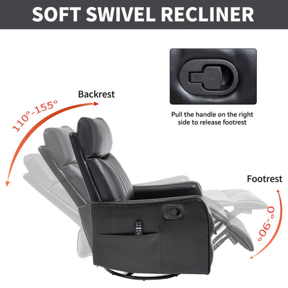 Black faux leather heat massage manual recliner chair with footrest by HouseOfZazla on Tampa Home & Garden Store