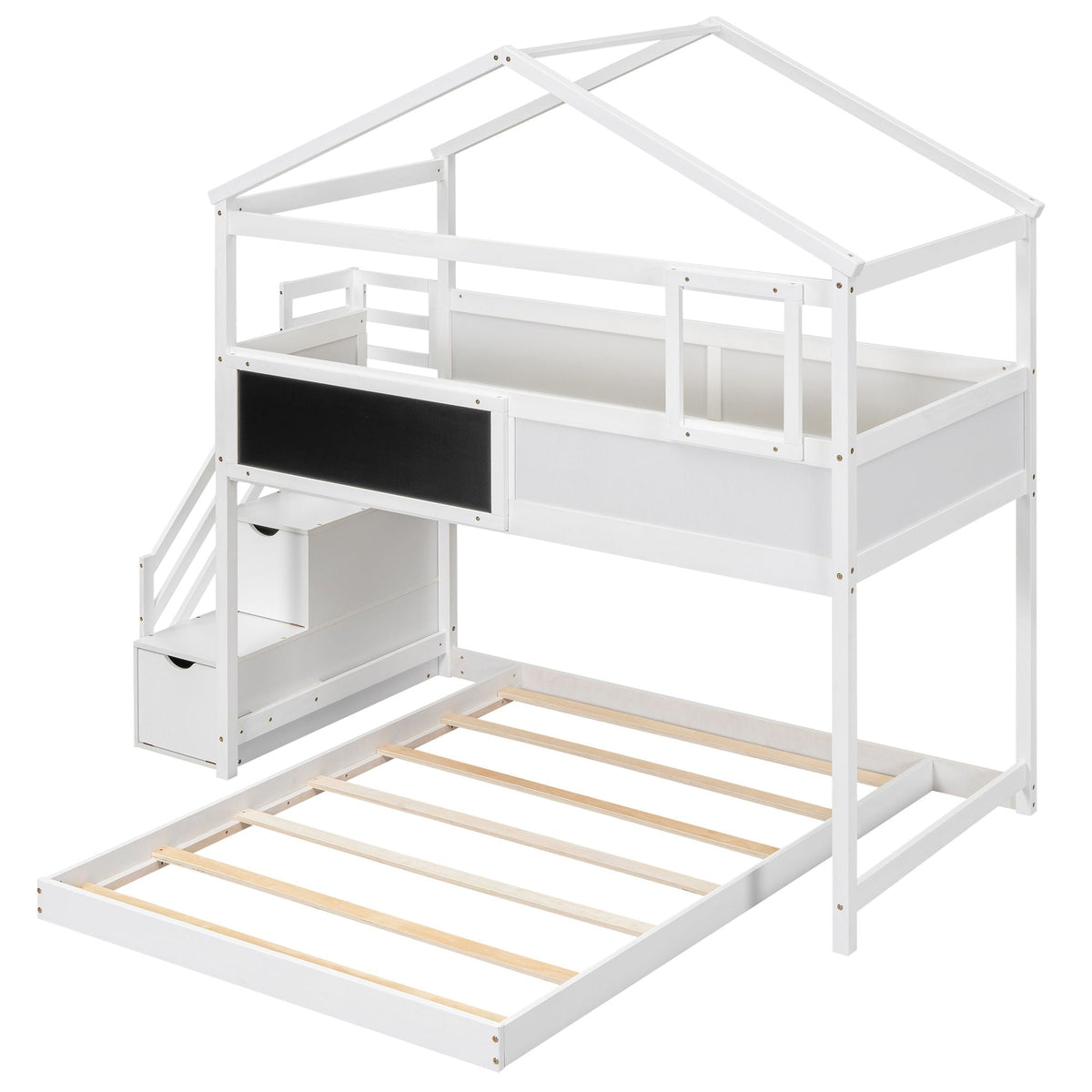 House Style bunk bed with storage staircase in white by HouseOfZazla on Tampa Home & Garden Store