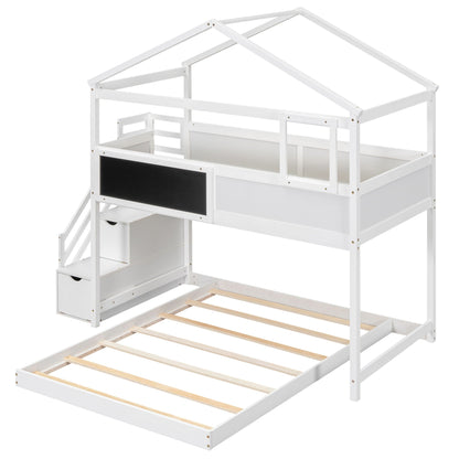 House Style bunk bed with storage staircase in white by HouseOfZazla on Tampa Home & Garden Store