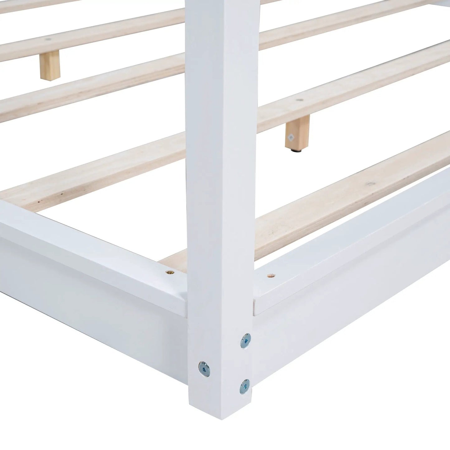 Wood canopy platform bed white frame with airflow slats by Unique Piece Furniture on Tampa Home & Garden Store