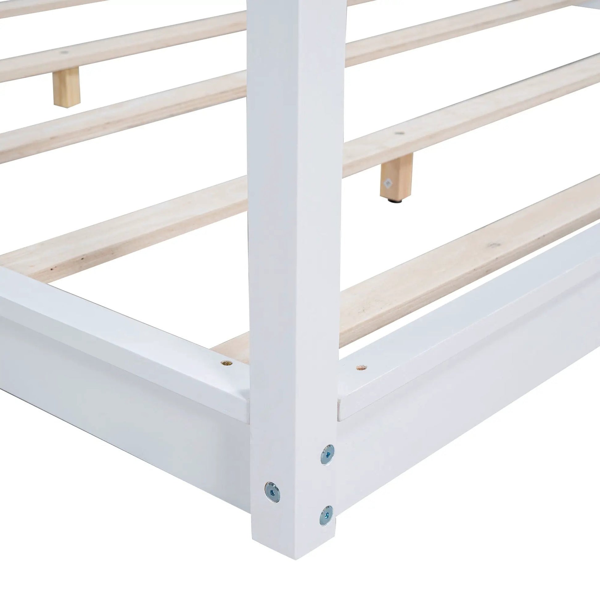 Wood canopy platform bed white frame with airflow slats by Unique Piece Furniture on Tampa Home & Garden Store