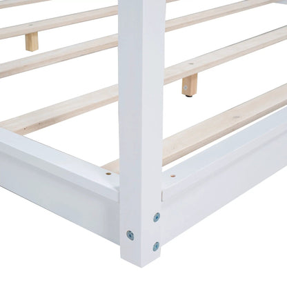 Wood canopy platform bed white frame with airflow slats by Unique Piece Furniture on Tampa Home & Garden Store