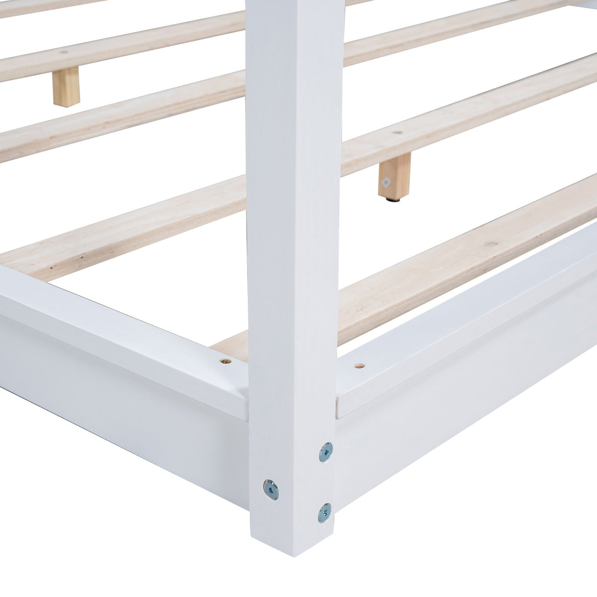 Wood canopy platform bed frame with airflow slats and support legs by HouseOfZazla on Tampa Home & Garden Store