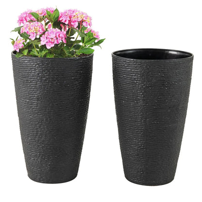 21 Inch Tall Round Plastic Planters Set of 2