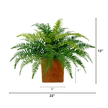 22” Artificial Fern Plant in Decorative Planter - Tampa Home & Garden Store