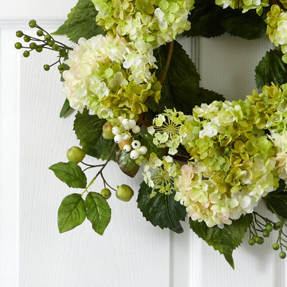 22” Artificial Hydrangea Wreath - Tampa Home & Garden Store