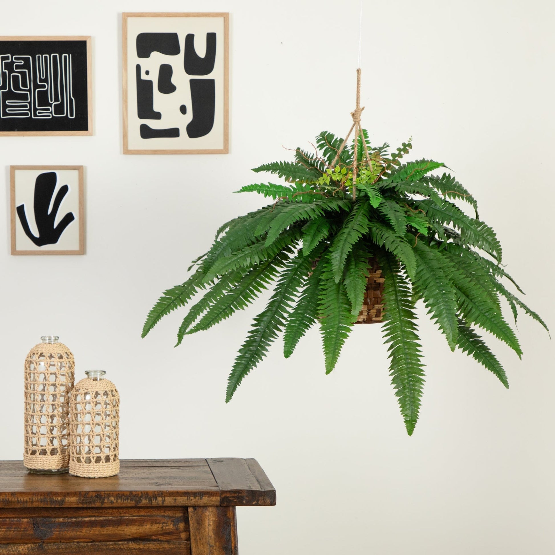 22" Artificial Large Boston Fern Hanging Basket" - Tampa Home & Garden Store