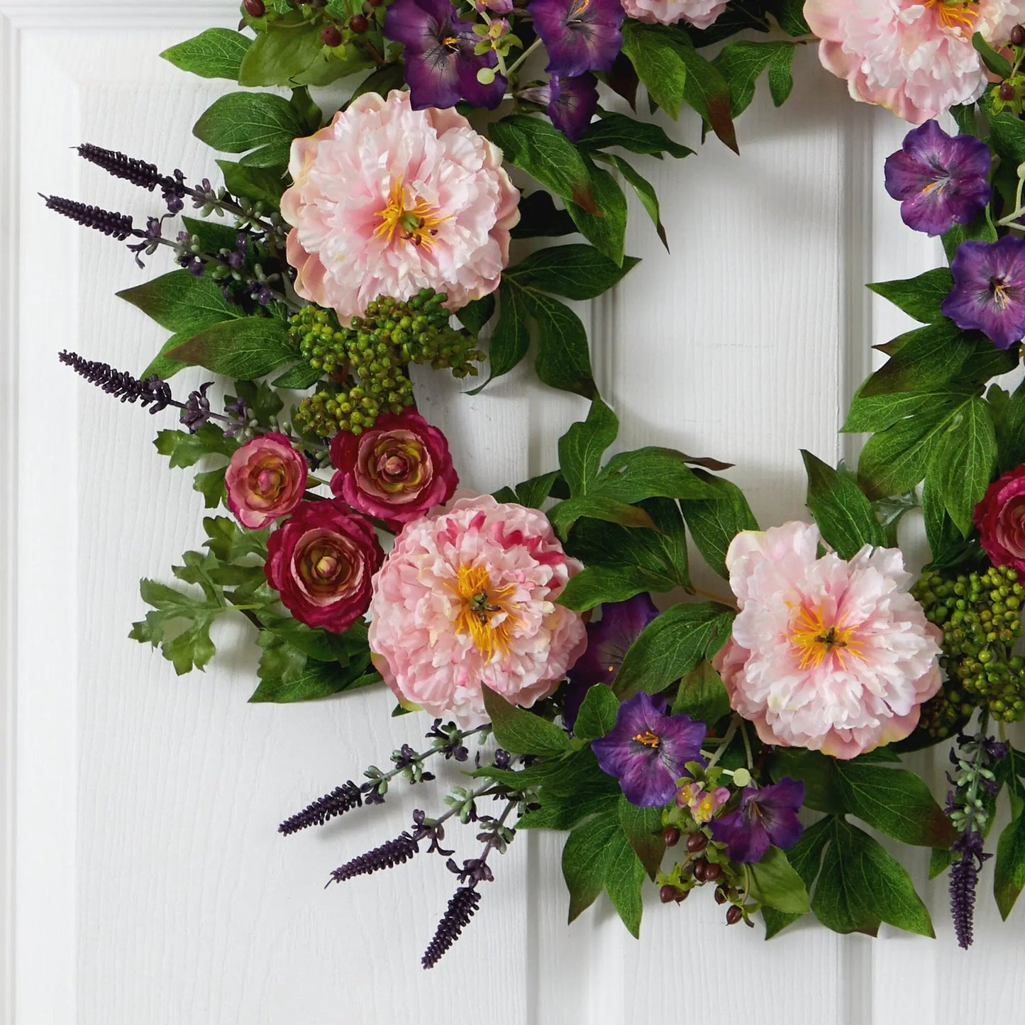 22” Assorted Peony Artificial Wreath - Tampa Home & Garden Store