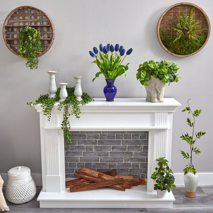 22” Dutch Tulip Artificial Arrangement in Blue Colored Vase - Tampa Home & Garden Store