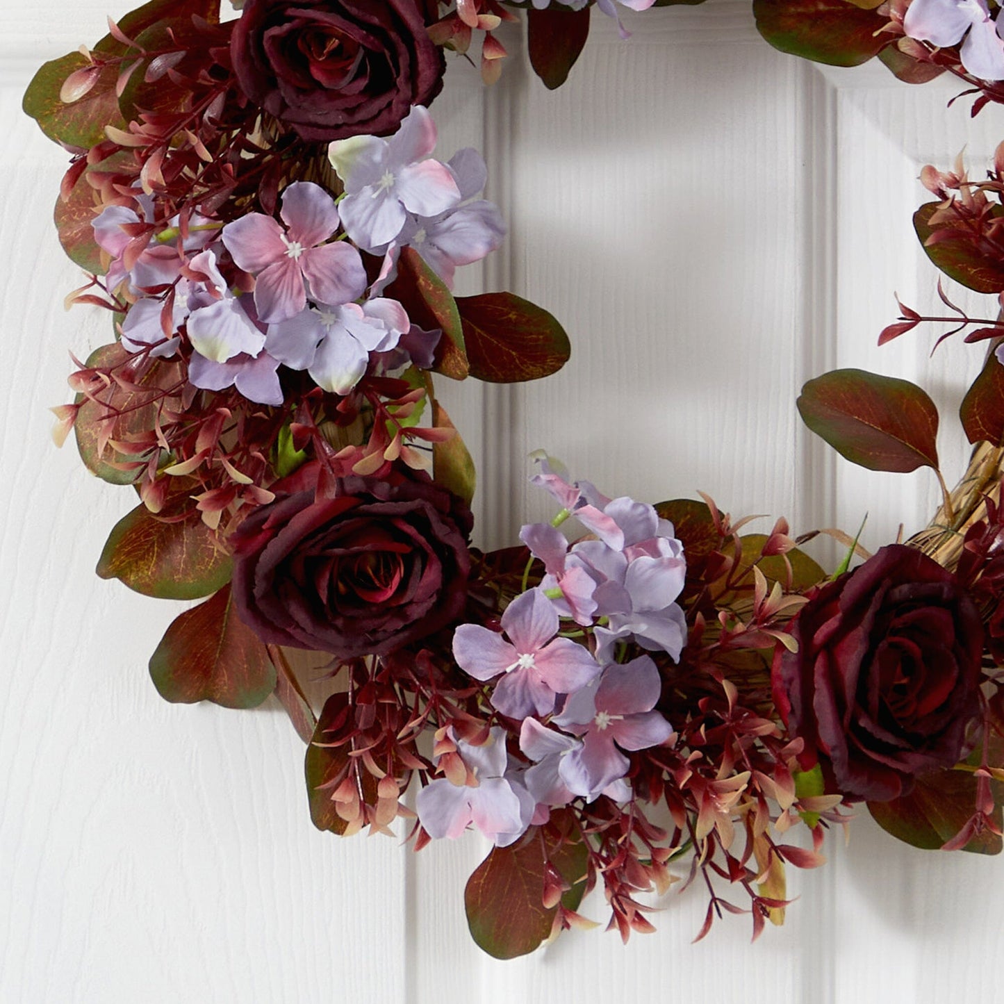 22” Fall Hydrangea and Rose Autumn Artificial Wreath - Tampa Home & Garden Store