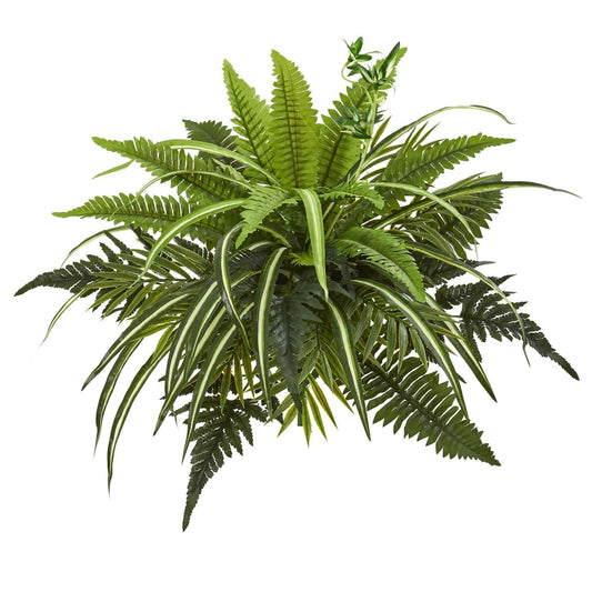 22” Mixed Greens and Fern Artificial Bush Plant (Set of 3) - Tampa Home & Garden Store