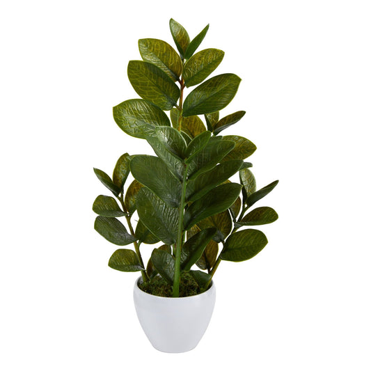 22” Zamioculcas Artificial Plant in White Planter - Tampa Home & Garden Store