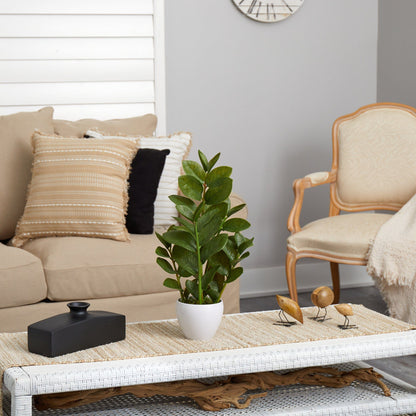 22” Zamioculcas Artificial Plant in White Planter - Tampa Home & Garden Store