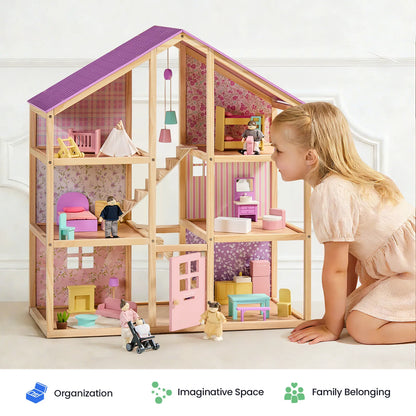 Tiny Land Sweetwood Dollhouse without Dolls dollhouse with pink decor and pastel accents on Tampa Home & Garden Store